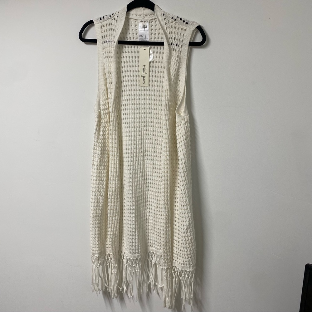 Tribal Jeans 100% Cotton Sleeveless Knit Cardigan Medium